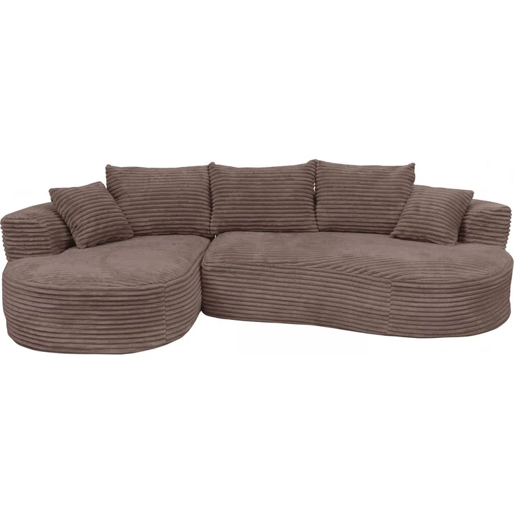 Sofa-Garnitur HWC-P19, 3-Sitzer Couch Loungesofa, Stoff/Textil Cord (370 g/m²) Liegefläche links ~ braun – Bild 7
