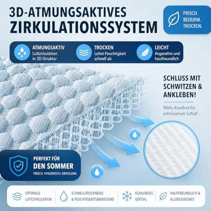 YaLiva_Decor® Kopfkissen Ergonomisch, Atmungsaktiv, kühles Nackenkissen, antiallergen & für alle Schlafpositionen, 75 x 45 x 9 cm – Bild 4