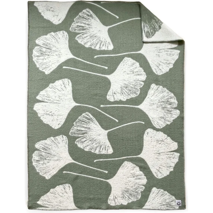 WoolOnly Wendedecke Wolldecke Plaid aus Norwegischer Wolle 130x200 cm (Ginkgo Moos Smoke) – Bild 5