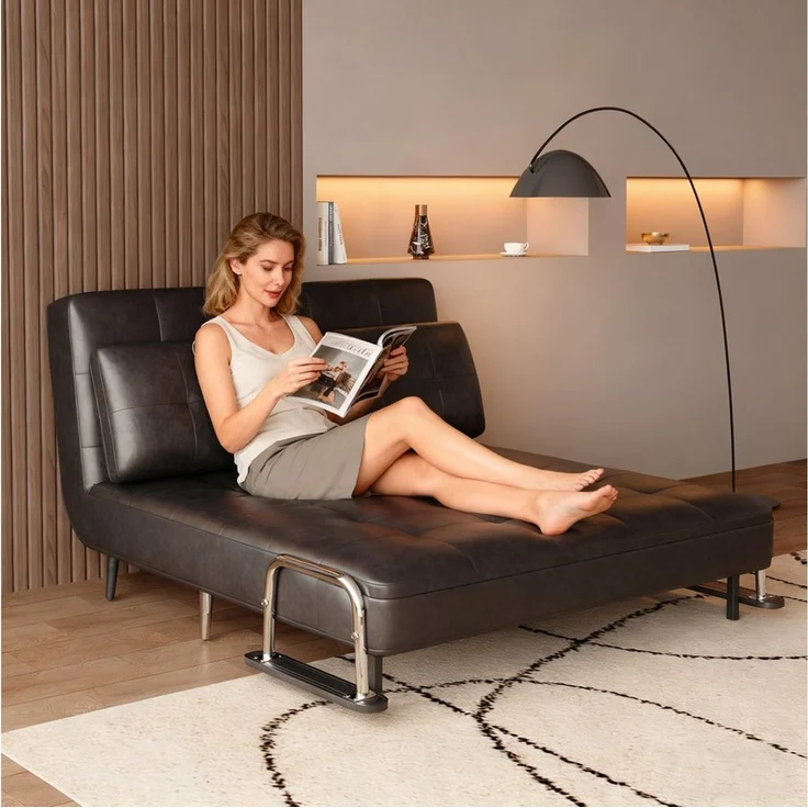 oleyluckidea Schlafsofa modernes schlafcouch Sofa mit Schlaffunktion und Metallfüßen, Zum Bett umwandelbar – Bild 3