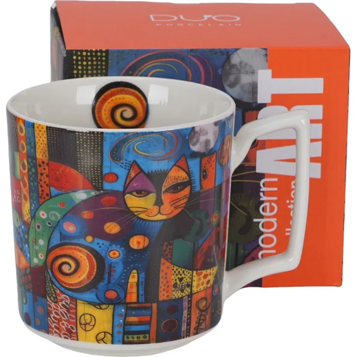 DUO Becher 450 ml MODERN CAT New Bone China Porzellan