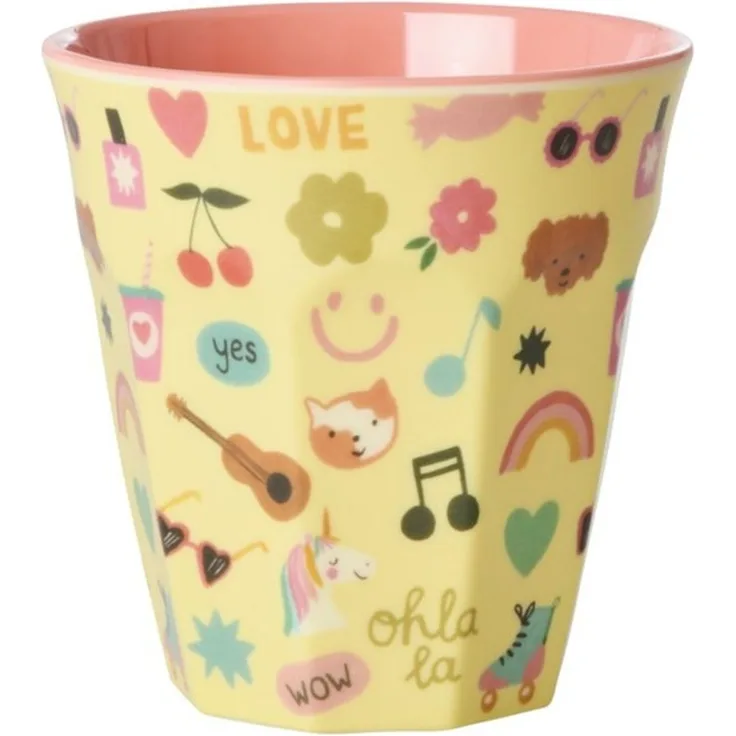 rice Kinderbecher Rice Melamin Becher - Soft Yellow Unicorn Love 250ml, Melamin
