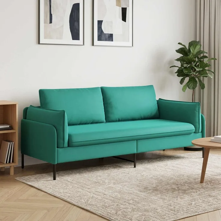 vidaXL 3-Sitzer-Sofa Türkis 222 x 81 x 89 cm Samt 42048652