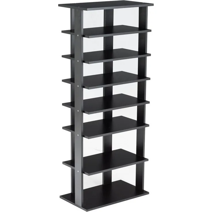 COSTWAY 7-St?ckiges Schuhregal, Moderne Schuhablage mit unterschiedlichen Regalh?hen & Stabiler quadratischer Basis, Platzsparender Schuhst?nder aus Holz für Eingang Flur Wohnzimmer