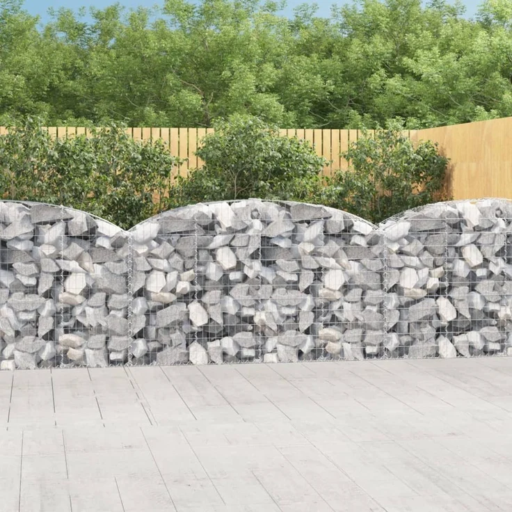 vidaXL Gabione mit Hochbogen 200x50x100/120 cm Verzinktes Eisen 153475 – Bild 1