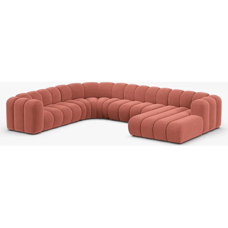 Micadoni Modulares Panorama Ecksofa Lupine 6-Sitzer Samt Salvador Koralle Links – Bild 5