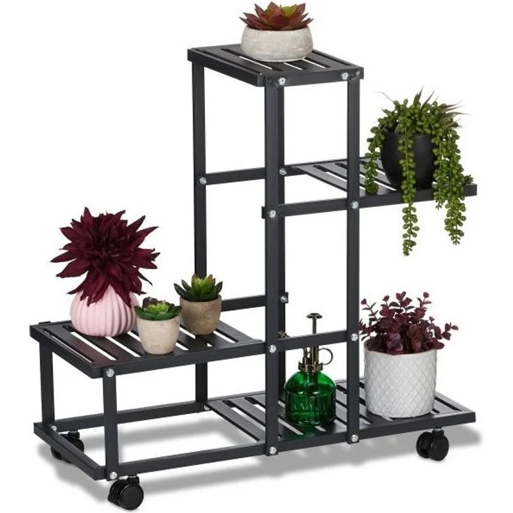 Schwarzer Blumenständer mit Rollen 10047175 – Bild 1