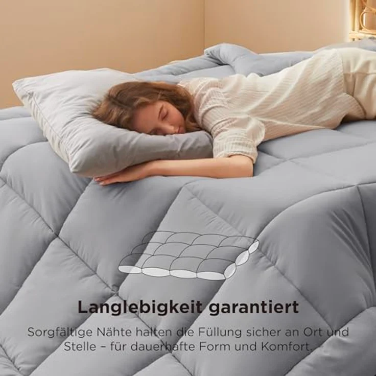 BEDSURE Bettdecke 135x200 Winterdecke 450gsm - Warm Winterdecke 135x200 cm für Winter, 200x135 Waschbar Dicke Winterbettdecke, Grau – Bild 6