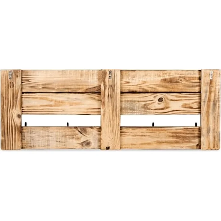 K&L Wall Art Wandgarderobe Palettenmöbel Garderobe Vintage Paletten Wandregal mit Kleiderhaken, Kiefernholz massiv Holzregal – Bild 4
