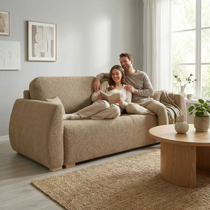Wohnero 24 Delle Premium Schlafsofa 221x93 cm mit Bettkasten & DL-Funktion – 191x142 cm Liegefläche, 3-Sitzer Sofa mit Bonellfeder - Lambi 10