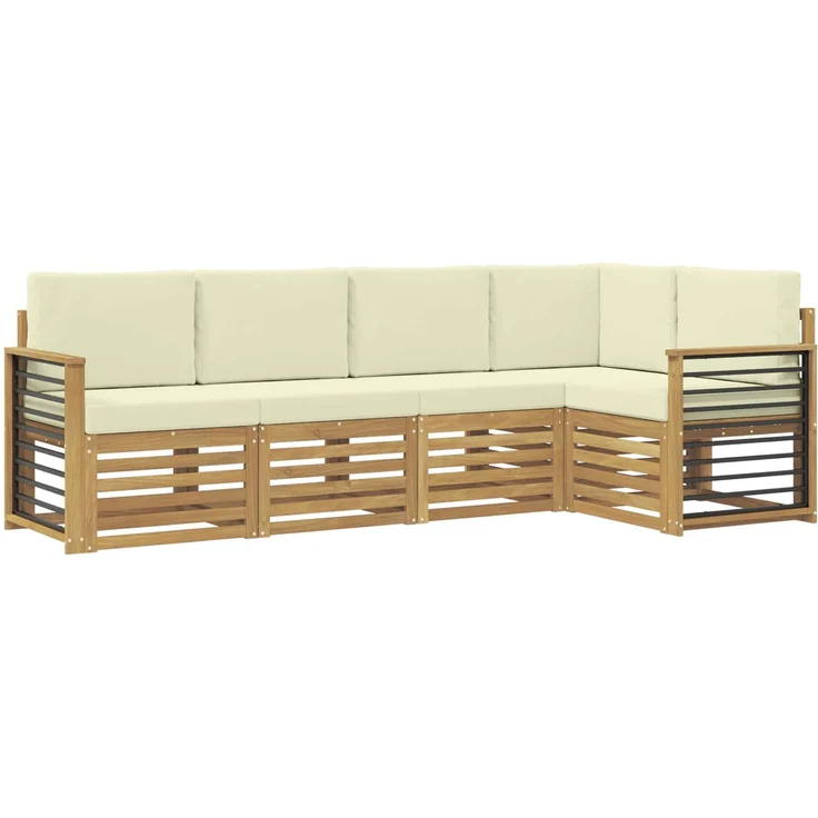 vidaXL Outdoor-Sofagarnitur 5 stk. 5-Sitzer Weiß und Creme Polyester 3391845 – Bild 2