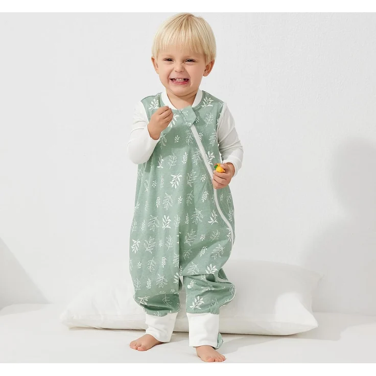 Duomiaomiao Baby Schlafsack, 1x Ganzjahresschlafsack, 0.5tog Grünes Blatt Panda, 85cm / Baby Körpergröße 90-100cm, Baumwolle – Bild 3