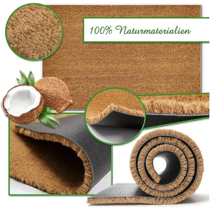 Amagohome Fußmatte Fußmatte Kokosmatte Fußabtreter Schmutzfangmatte viele Größen rutschfe, rechteckig, Höhe: 2 mm – Bild 3