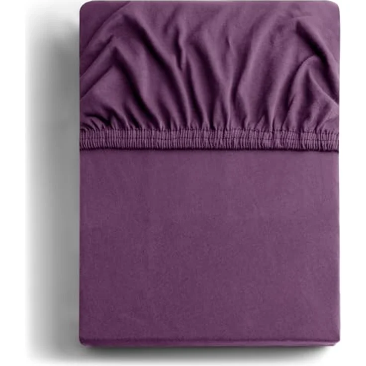 DecoKing Spannbettlaken 100x200 120x200 cm 100% gekämmte Baumwolle Pflaume Violett Spannbetttücher Jersey Boxspringbett Amber 100x200 120x200 – Bild 3