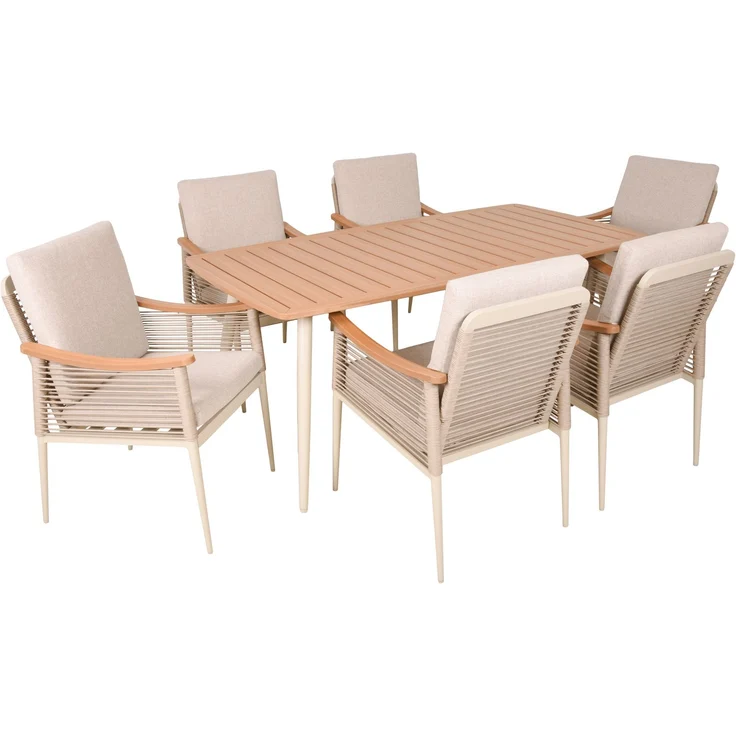 Garten-Sitzgruppe LIVIA - Kunststoff, Braun | Gartenmöbel-Set Gartengarnitur Garten-Essgruppe mit Stühlen und Esstisch – Bild 3