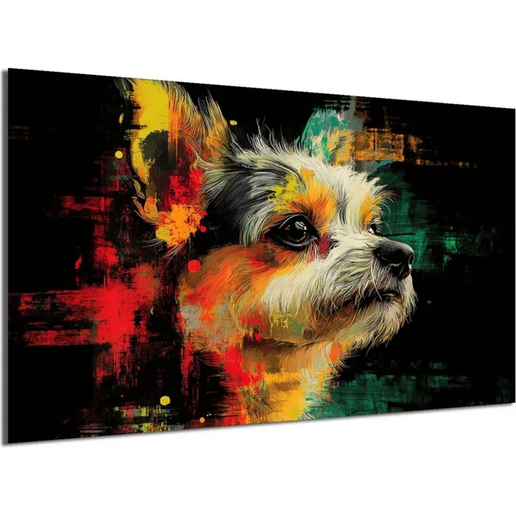 DARO Design Wandbild Hunde Pop Art Wandbilder Wand Deko Bilder Modern Leinwandbild, (Malteser - Bild klein Wohnzimmer Schlafzimmer Büro Flur Esszimmer Einteilig Querformat Fotodruck Pop-Art Hunde), 20x30 cm