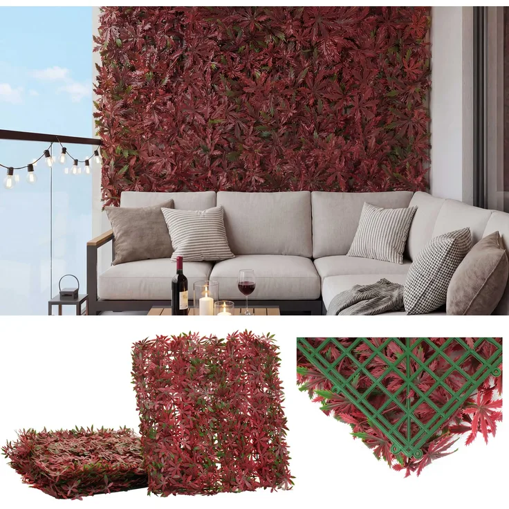 Wandfliese HWC-L78, Sichtschutz Windschutz Verkleidung für Terrasse/Balkon, 4x je 50x50cm = 1m² ~ Ahorn rot