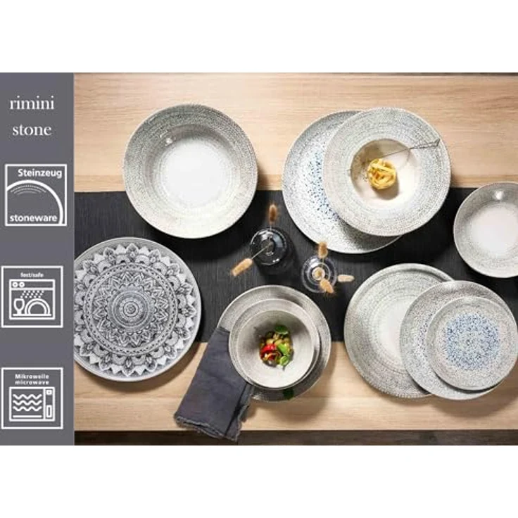PRESOTTO Speiseteller Rimini, 6er Set, Ø 26 cm, Grau, spülmaschinenfest, Keramik – Bild 2