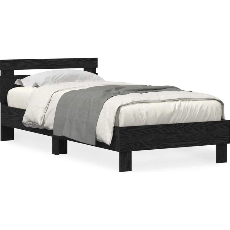 vidaXL Bettrahmen Schwarz Eichen-Optik 100 x 200 cm Holzwerkstoff 863639 – Bild 2