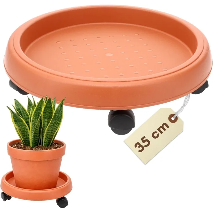 Pflanzenroller Rund Rollbrett Pflanzen Untersetzer Blumenroller Outdoor Pflanzenuntersetzer Blumentopf Untersetzer mit Rollen Pflanzenroller Rund 35 cm