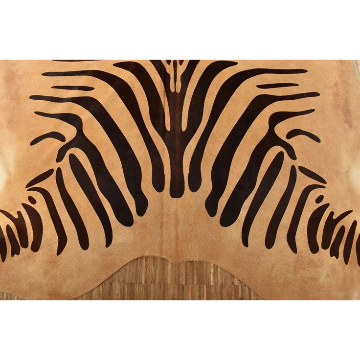 KUHFELL online & NOMAD Fellteppich Kuhfell creme weiß mit Zebra Print Rinder Fell Teppich – Bild 3