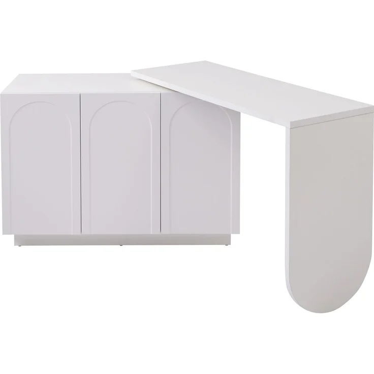 Schreibtisch aus MDF, 360° drehbar mit Stauraum, 110 cm, Weiß – Bild 7