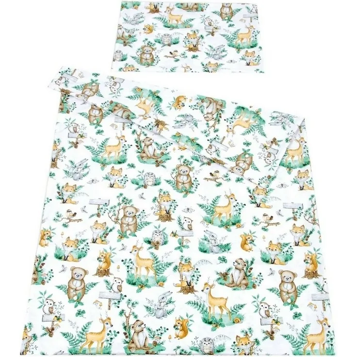 BABYLUX Kinderbettwäsche 2 Tlg. 90 x 120 cm Bettwäsche 123. Waldtiere