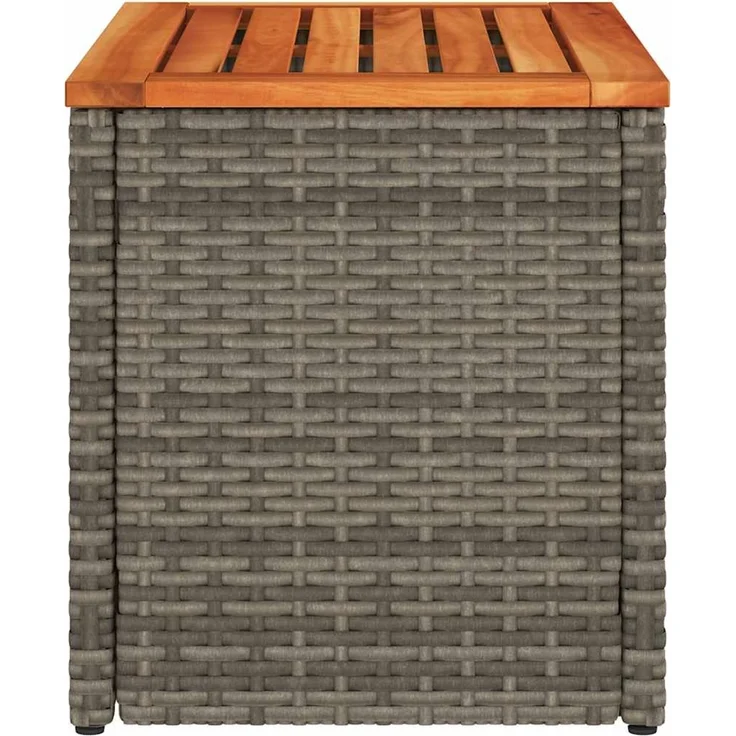 2 pcs Gartentische, Beistelltische Grau 55x34x37cm Poly Rattan Holz – Bild 7