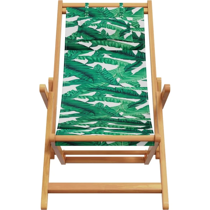 vidaXL Strandstuhl Klappbar Blattmuster Massivholz Eukalyptus Stoff 366562 – Bild 3