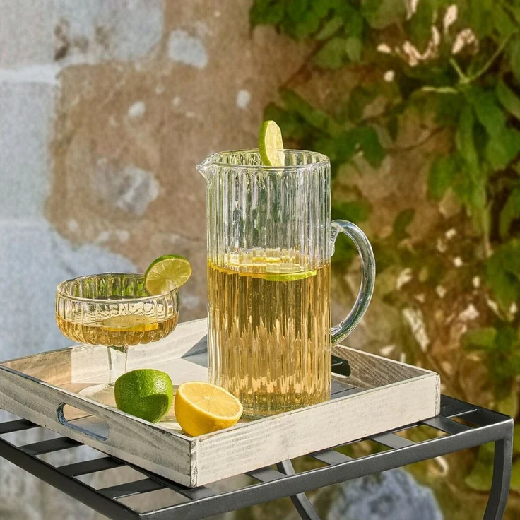 Mirabeau Wasserkaraffe Krug Solerón klar, Sommer, Outdoor, Gartenausstattung, Riffelglas – Bild 4