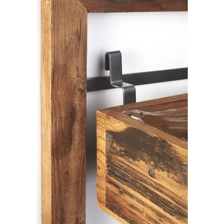 Kobolo Regal Wanddeko Übertopf aus Holz mit schwarzem Metall – Bild 3