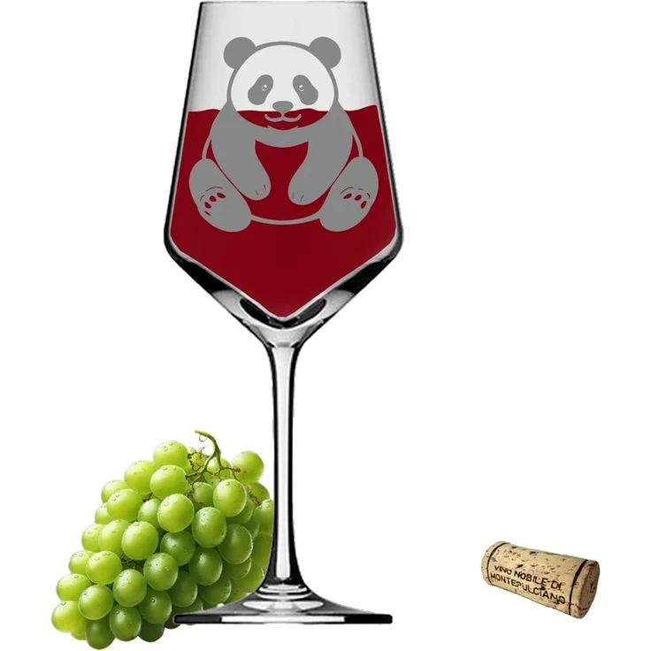 eXODA Weinglas Weinglas Panda - niedlich stilvolles Trinkglas für Weinliebhaber, 1-tlg, Glas, Atemberaubende Darstellung – Bild 2