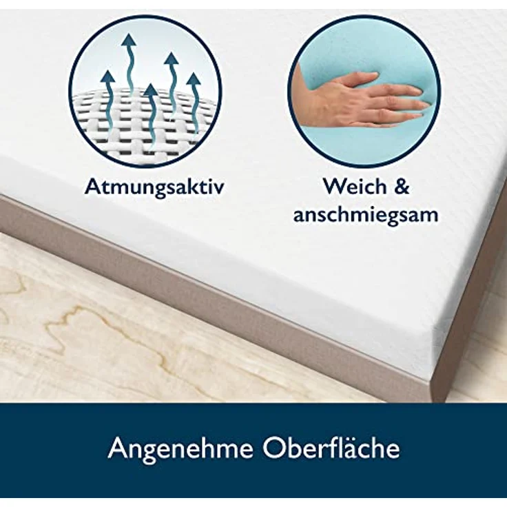 Beautissu Matratzentopper, Weiß, Gel Memory Foam mit doppelter Schicht, 90x200 cm, waschbar bei 40°C, für Matratzen bis 30 cm Höhe – Bild 9