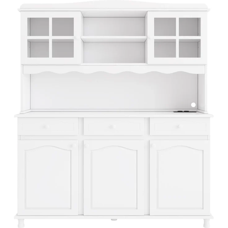 Buffetschrank mit LED-Beleuchtung & USB-Anschlüssen, 135x40x185 cm, Weiß – Bild 9