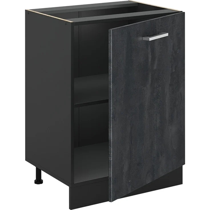 Küchenunterschrank R-Line Schwarz Beton/Anthrazit 60 cm mit 1 Tür ohne Arbeitsplatte Vicco – Bild 3