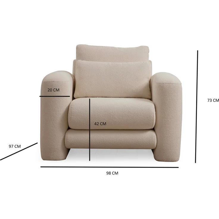 Ohrensessel, 'Lily', 73 x 97 x 98, Creme – Bild 6