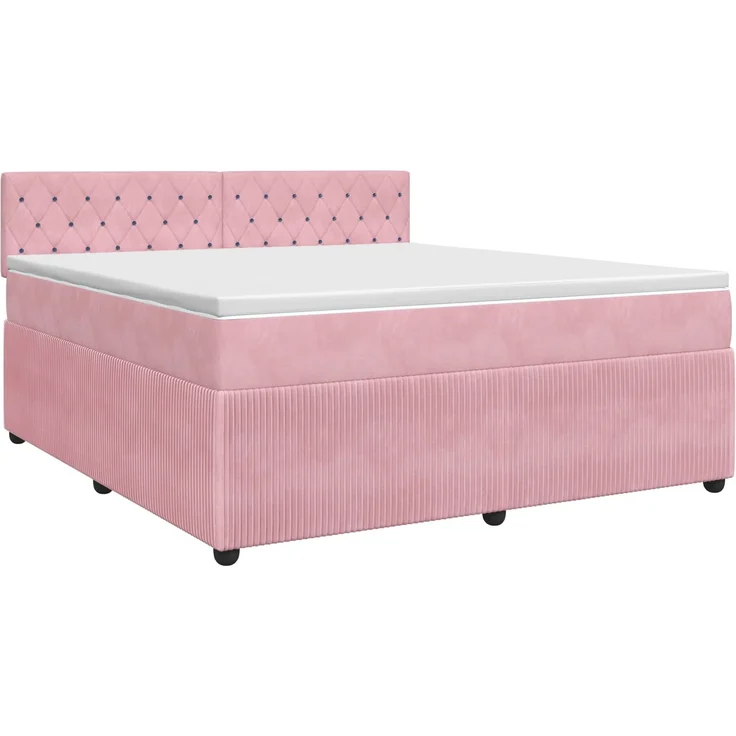 vidaXL Boxspringbett mit Matratze mit Kopfteil Rosa 160 x 200 cm Samt 3451708 – Bild 2
