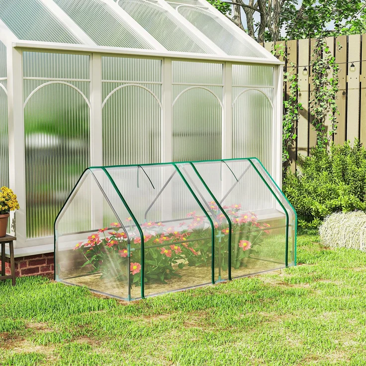 Outsunny Gewächshaus, Stahl, PVC, Transparent, 180L x 90B x 90H cm – Bild 9