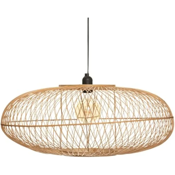 ATMOSPHERA Loren Bambus Pendelleuchte D60 cm, durchbrochener Lampenschirm aus naturbelassenem Bambus, höhenverstellbar, E27 Max 40W