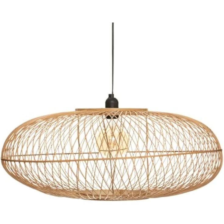 ATMOSPHERA Loren Bambus Pendelleuchte D60 cm, durchbrochener Lampenschirm aus naturbelassenem Bambus, höhenverstellbar, E27 Max 40W – Bild 1