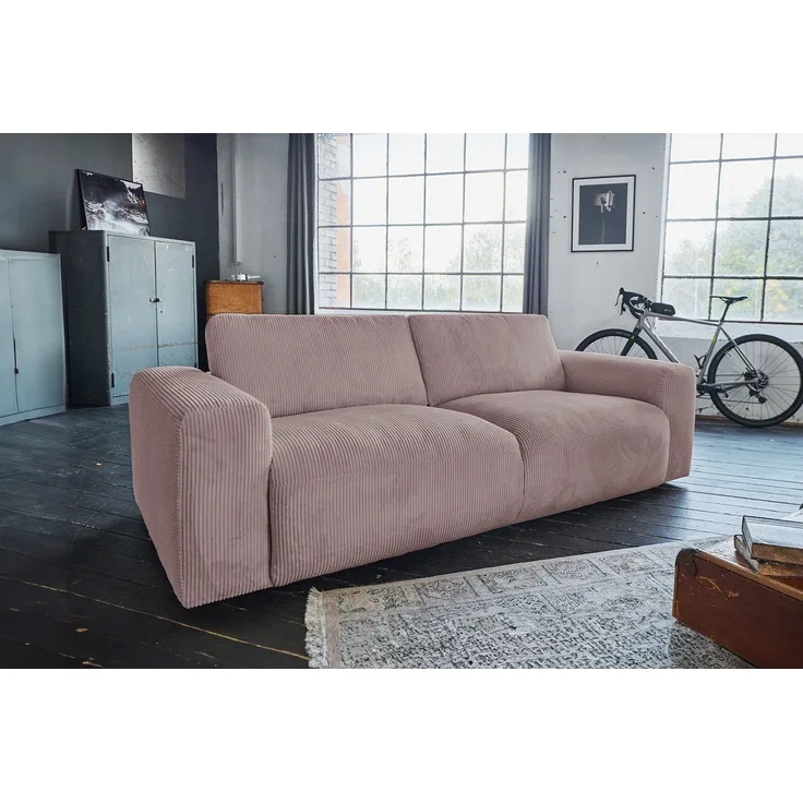 KAWOLA Sofa BODHI 3-Sitzer Cord rosa 80 x 110 x 242 cm