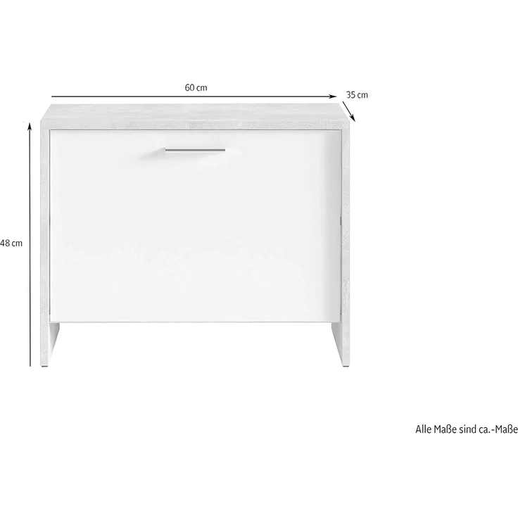 byLIVING Sitzbank BEN / Schuhschrank in matt weiß / Front schwarz / kleine Flur-Kommode mit Klappe und Einlegeboden / B 60, H 48, T 35 cm – Bild 2