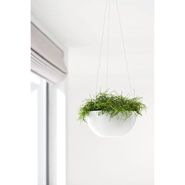 Ecopots Brussels Hängeampel Brussel, Blumentopf aus recyceltem Kunststoff, Ø 26,5 cm, Weiß – Bild 3