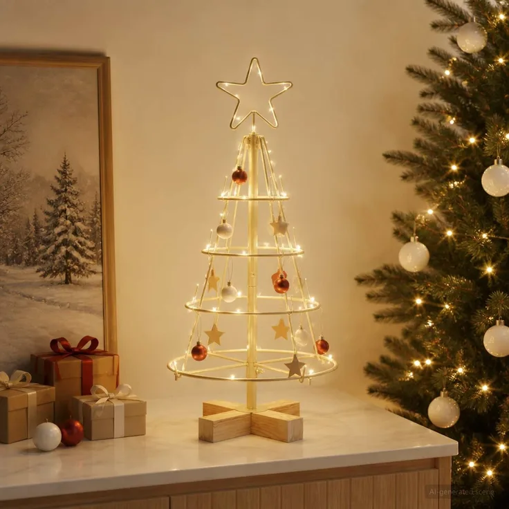 vidaXL Metall Weihnachtsbaum KUOPIO 60 cm Stahl Gold 42053804