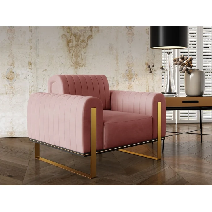 Sessel Designersessel VALERIE in Stoff Elisa Velvet Altrosa – Bild 1