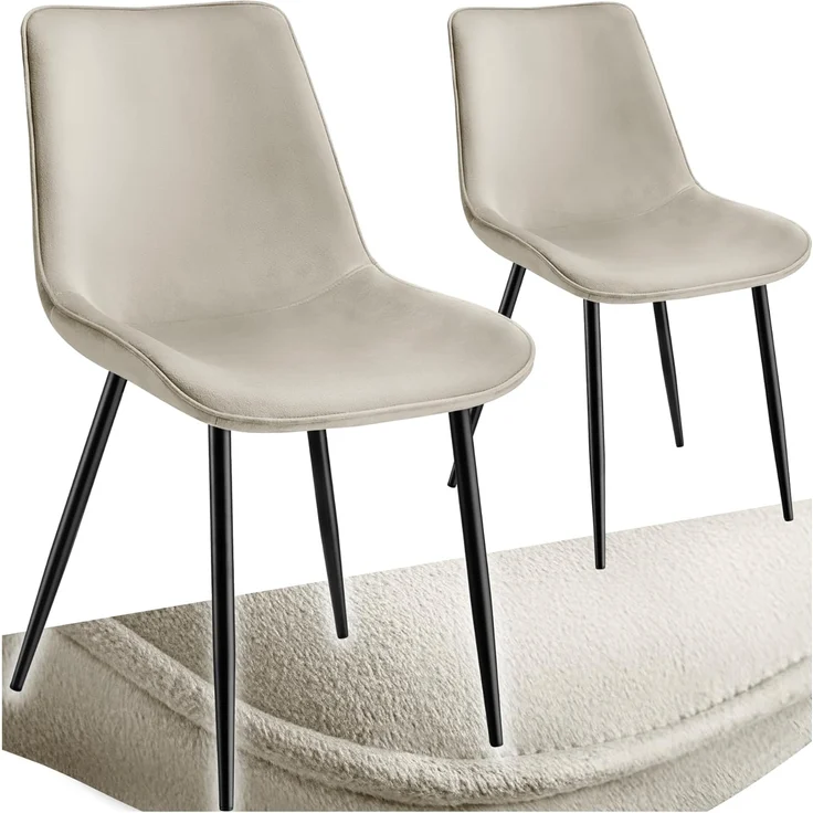 tectake Esszimmerstuhl Set Stuhl (2er Set, 2 St), gepolstert, in Samtoptik – Bild 1