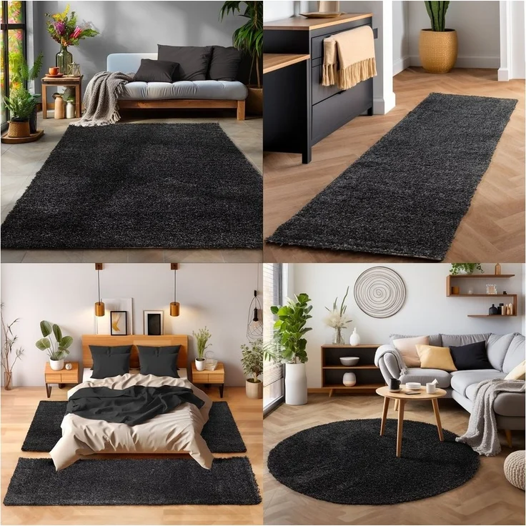 SIMPEX24 Teppich Unicolor - Einfarbig, Läufer, Höhe: 30 mm, Einfarbig Shaggy Teppich Wohnzimmer Langflor Versch. Farben und Größen – Bild 3