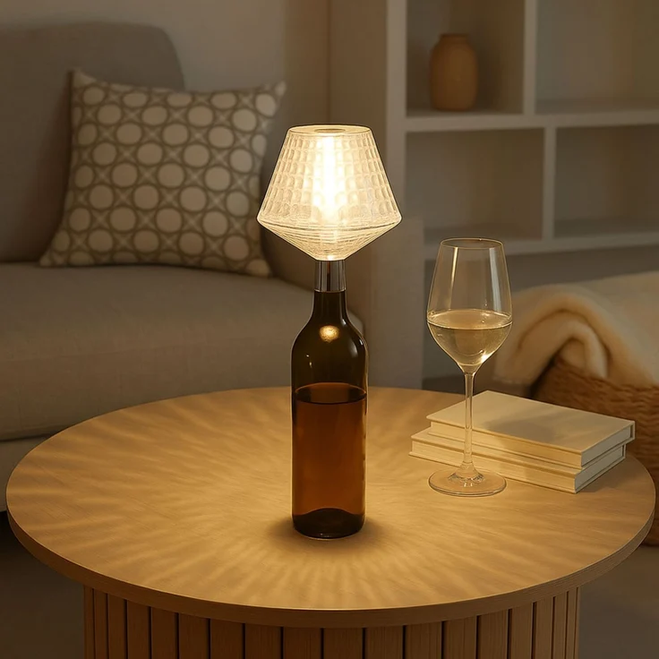 LED Flaschenaufsatz, Kristalleffekt, Touchdimmer, verchromt – Bild 4