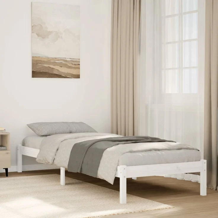 vidaXL Massivholzbett Extra Lang ohne Matratze Weiß 80x210 Kiefernholz 852401 – Bild 1