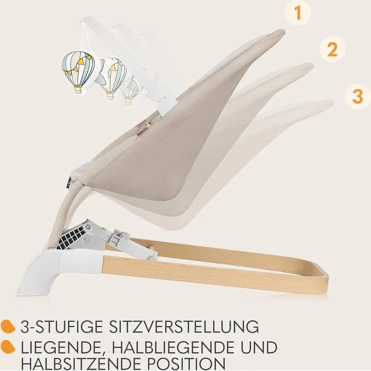 LIONELO LILAC Babywippe und -liege für Babys bis 9 kg, 0-6 Monate, 2-in-1 Babywippe, 2 Spielzeuge, Neigungseinstellung, 3-Punkt-Gurt, leicht 3,2 kg, flach zusammenklappbar – Bild 5